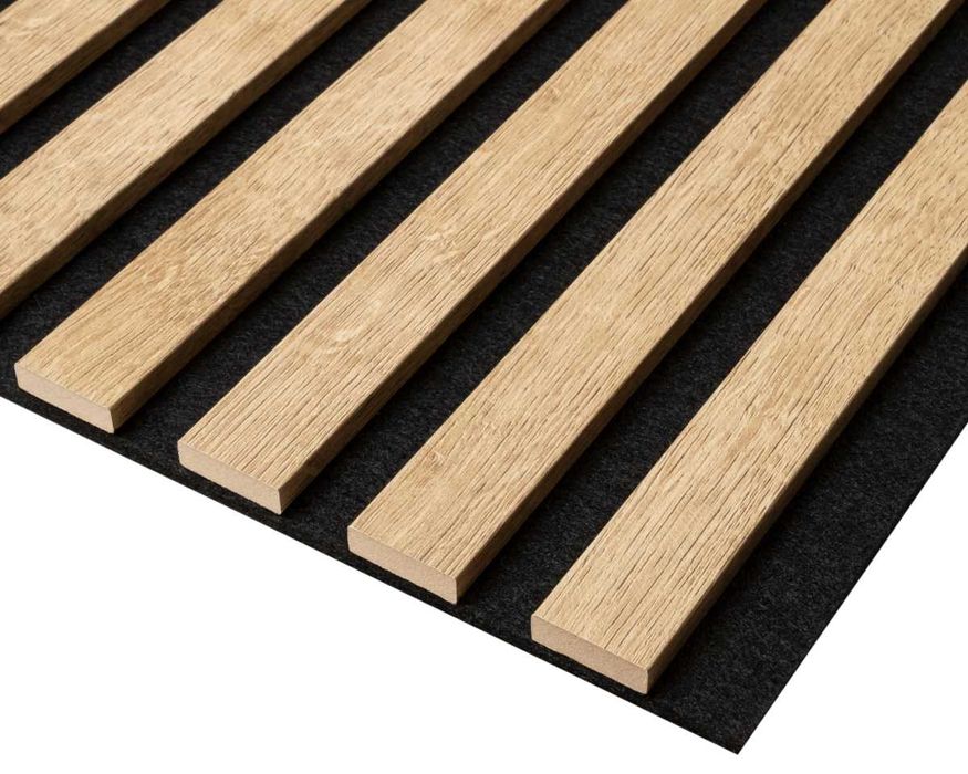 Lamele ścienne akustyczne 275x45 cm na czarnym filcu Dąb Santa