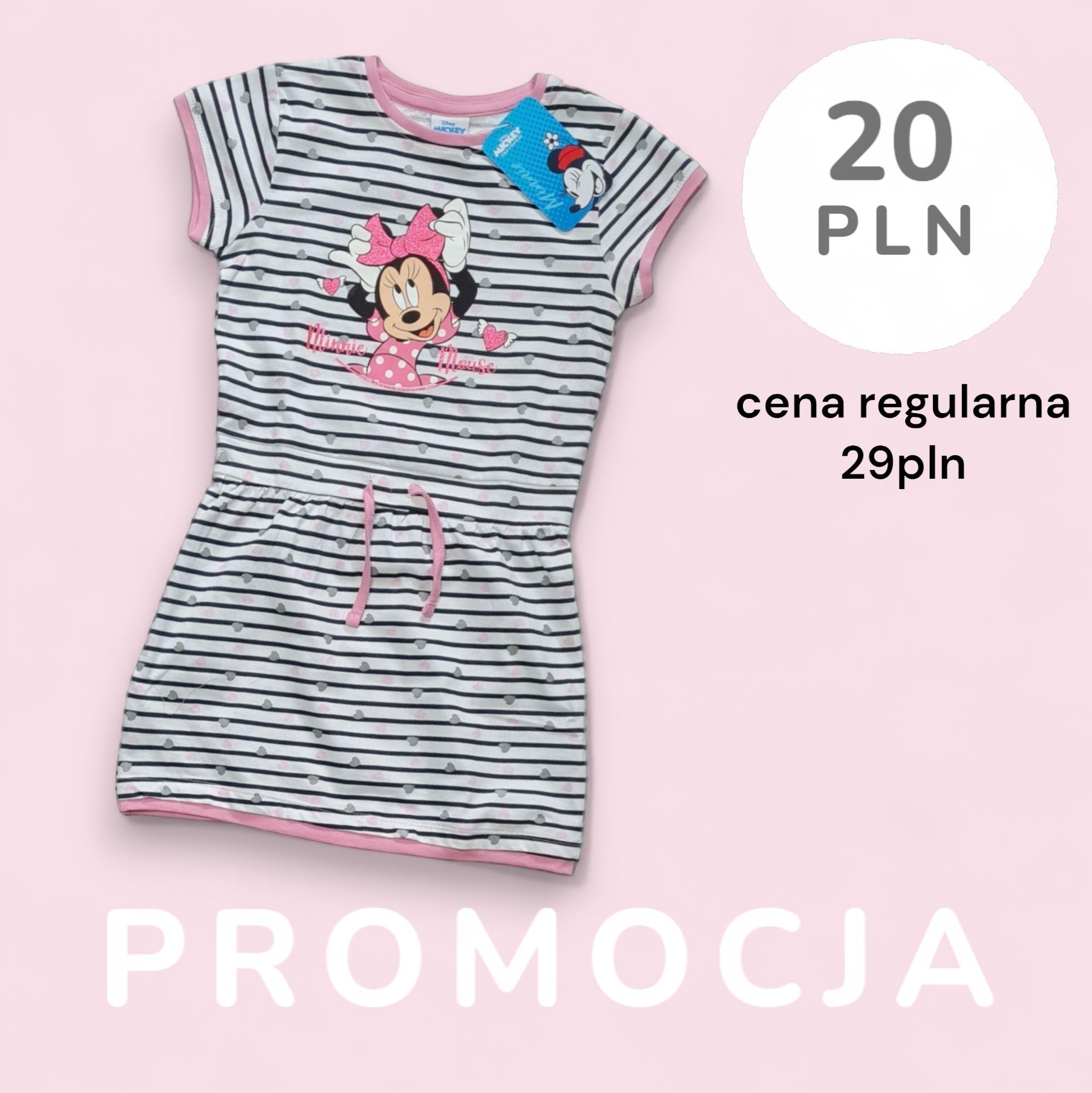 Sukienka myszka MINNIE disney 104cm paski serduszka PROMOCJA