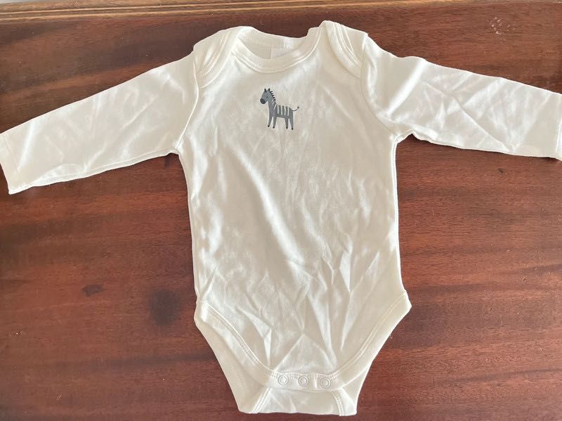 Body Branco Manga Comprida Com Zebra – 62cm