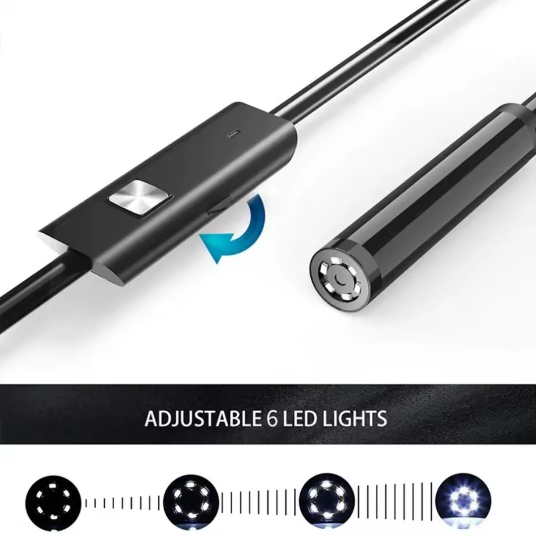 USB Эндоскоп камера для Android и ПК, Type-C, Led подсветка, 2 метра