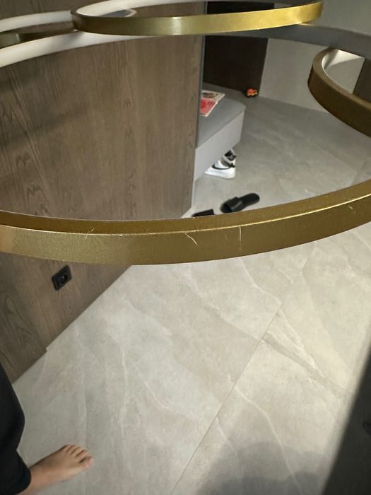 Lampa wisząca 120cm okręgi ring żyrandol  złota