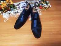 ЕКСКЛЮЗИВ Шикарні мужські чорні туфлі FLORIAN ІТАЛІЯ НОВІ 44 шкіра мех