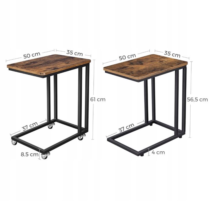 Stolik loft rustykalny mobilny – kawowy, śniadaniowy, pod laptop