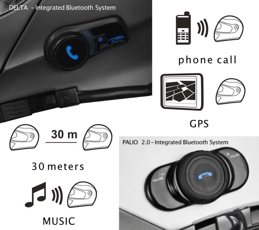 Kask PALIO Otwarty Jet z BLUETOOTH Zintegr INTERCOM BT Czarny Mat L