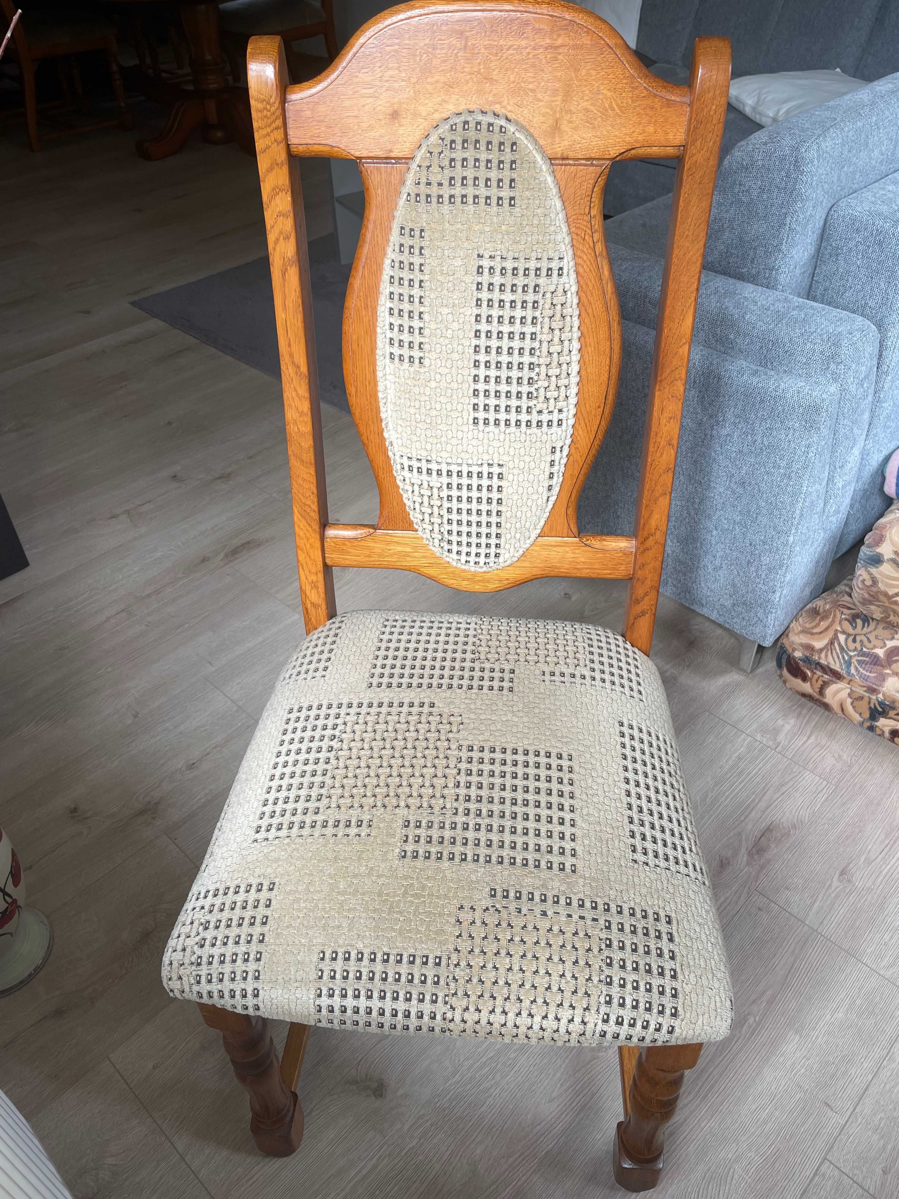 Stół dębowy + krzesła tapicerowane (10szt)