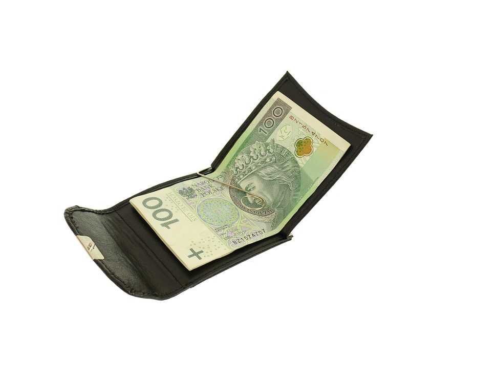 Rustykalna banknotówka na zatrzask bilonówka czarna skóra naturalna
