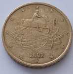 50 euro cent 2002 Włochy destrukt moneta