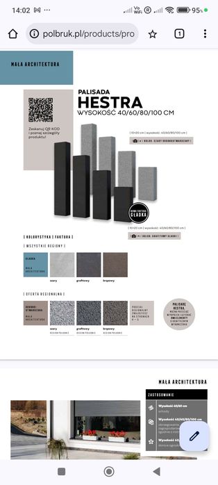 Palisada Polbruk Hestra 80cm Grafitowa