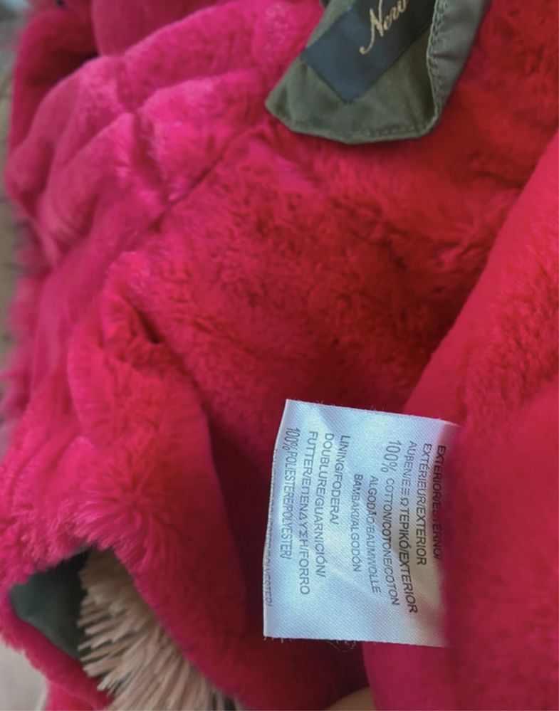 Parka kamizelka bezrękawnik khaki z różowym futerkiem