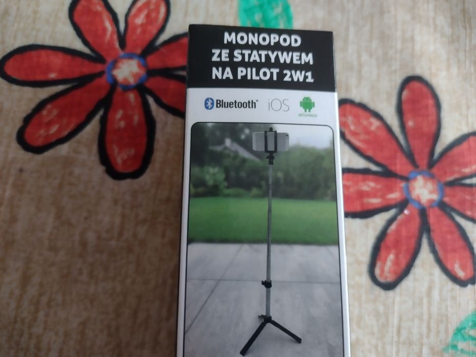 Monopod ze statywem na pilot 2w1 (biały)