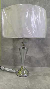 Lampa chromowana z kloszem z tkaniny