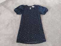 MAX&MIA Granatowa elegancka sukienka z cekinami r. 98