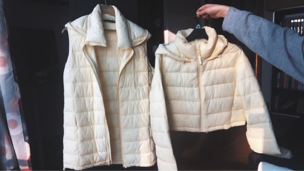 Kurtka pikowana i kamizelka zestaw Zara r.S-M