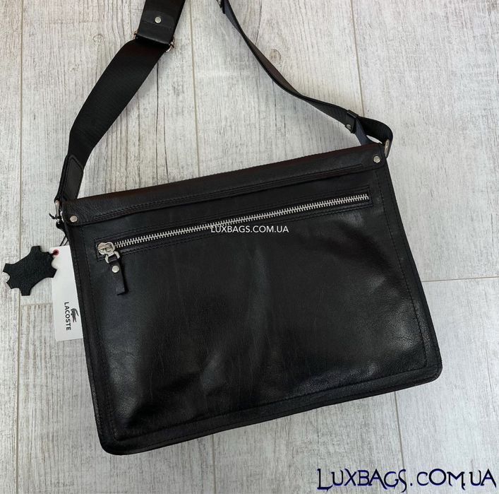 Мужская кожаная сумка формата А4 под Lacoste