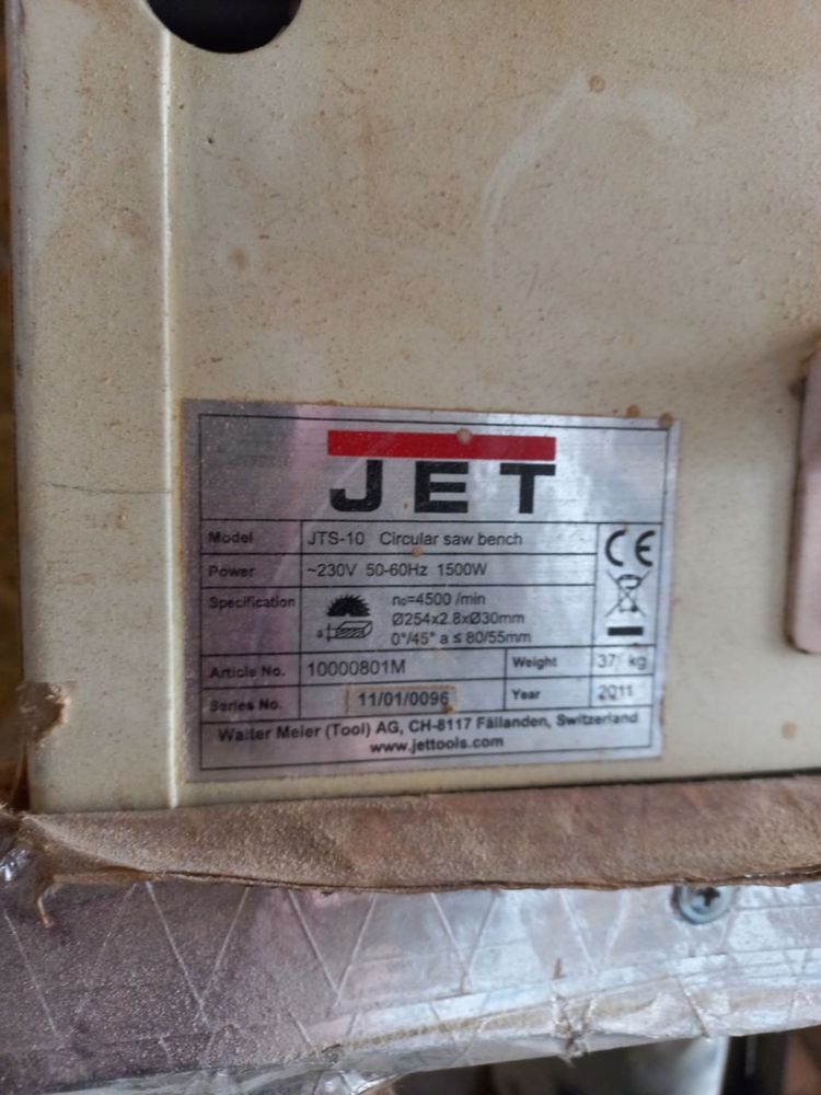 Циркулярна пила з підставкою JET JTS-10, Швейцарія