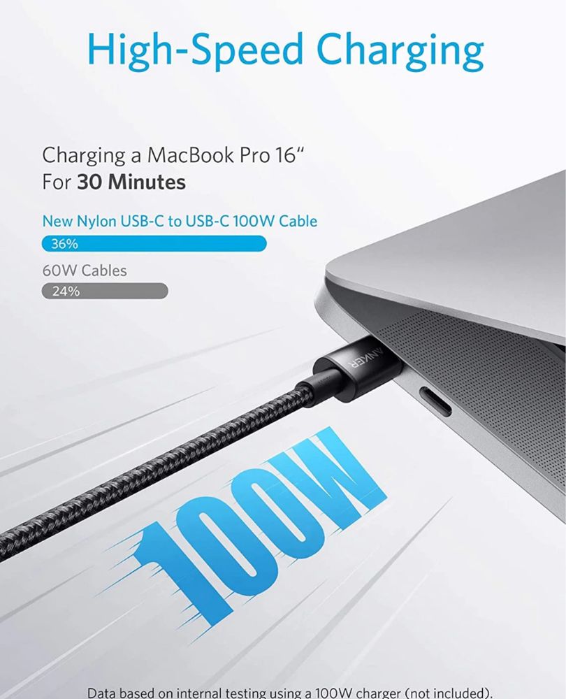 Anker USB C to USB C Charger Cable (1.8m), 100W