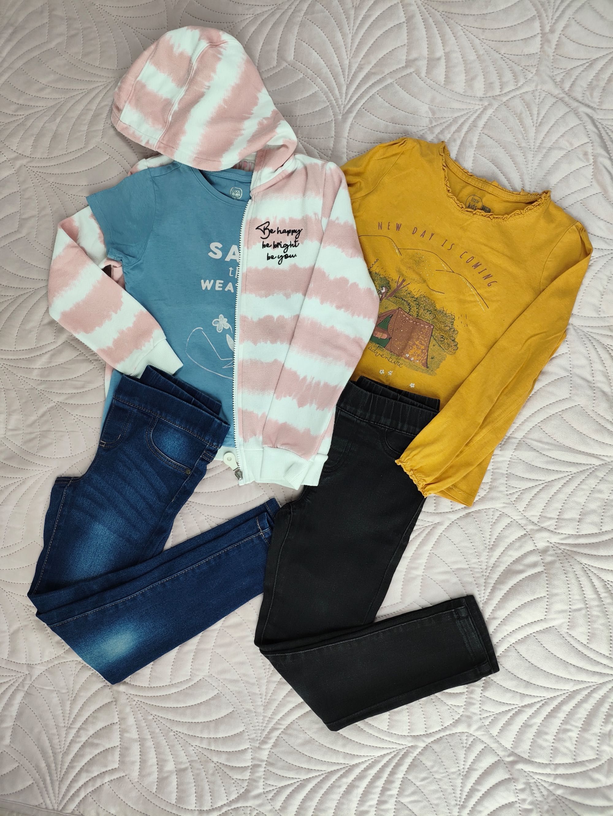 Pakiet Ubrań R. 134: Bluza F&F, Bluzki, Jeansy (Cool Club i inne)