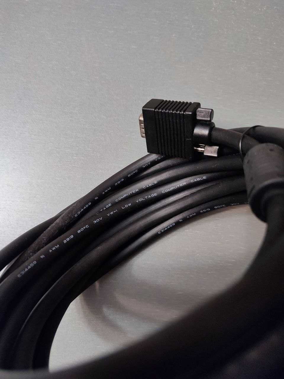 Товстий якісний кабель VGA з феритовими фільтрами 6 метрів + бонус