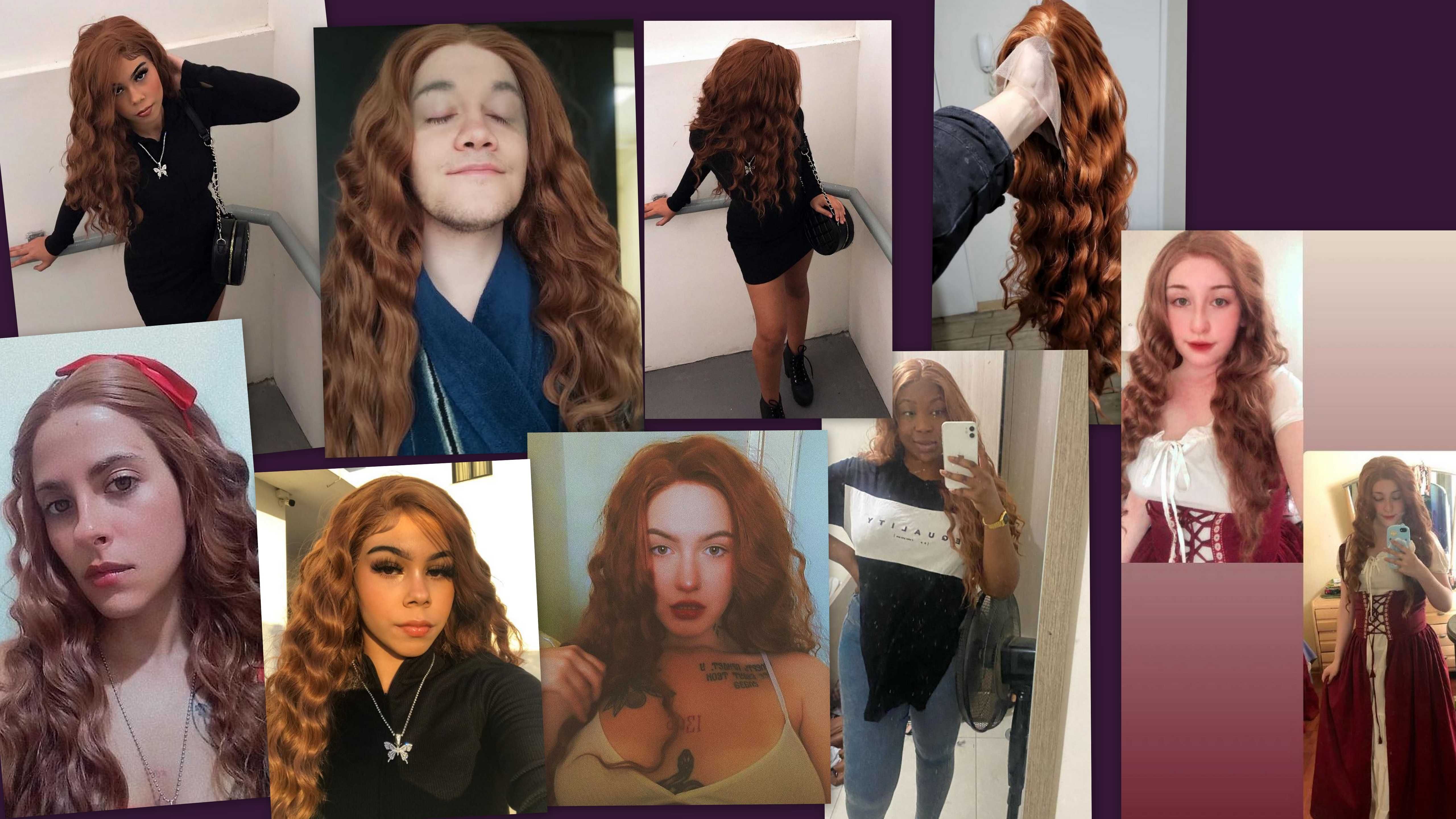 Peruka Rudy brąz 65 cm fale lace front