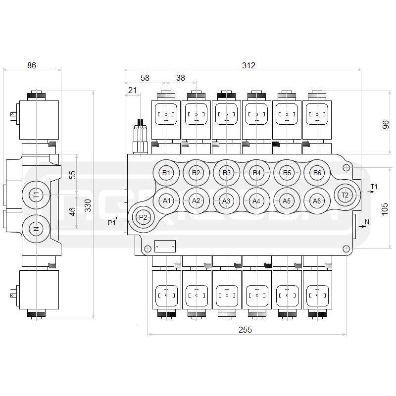 Rozdzielacz hydrauliczny 6 s 80l 12v + 3x joystick