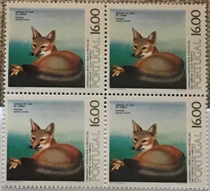 Quadra de selos novos de 16$00 - Proteção das Espécies - 1980