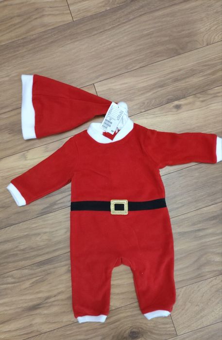 Pajacyk czapka Mikołaj świąteczny komplet 62/68 hm nowe