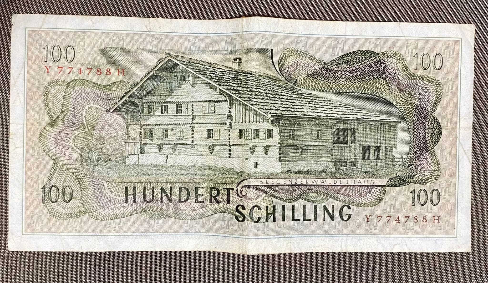 Austria 100 Schilling Banknote, 1969