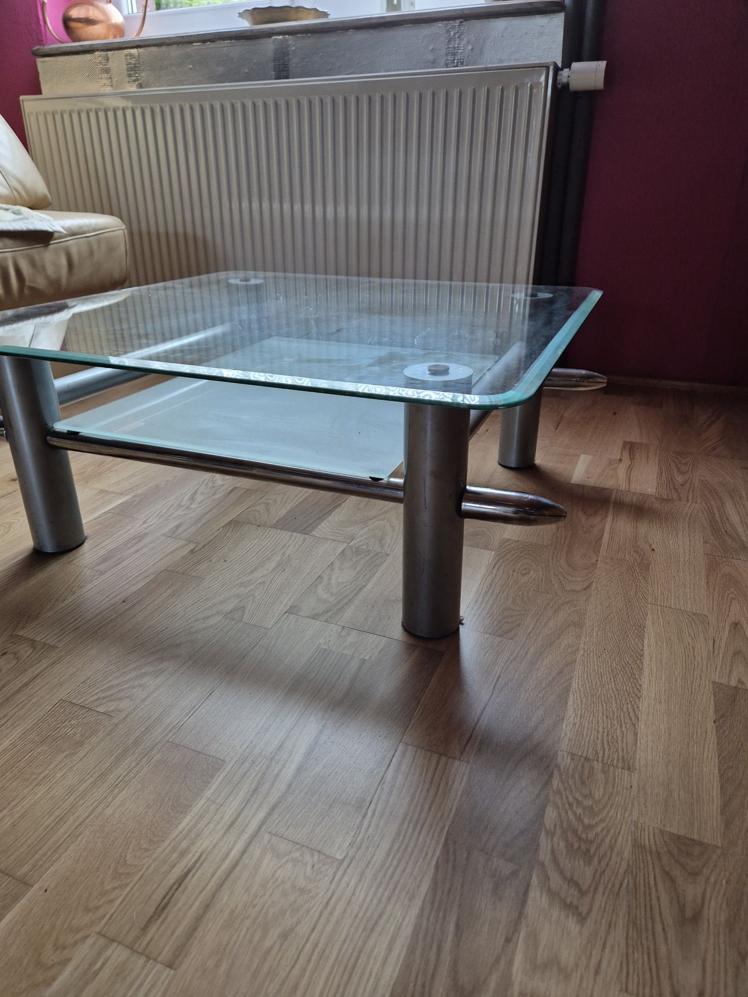 Stolik kawowy szklany 80x80x31 cm
