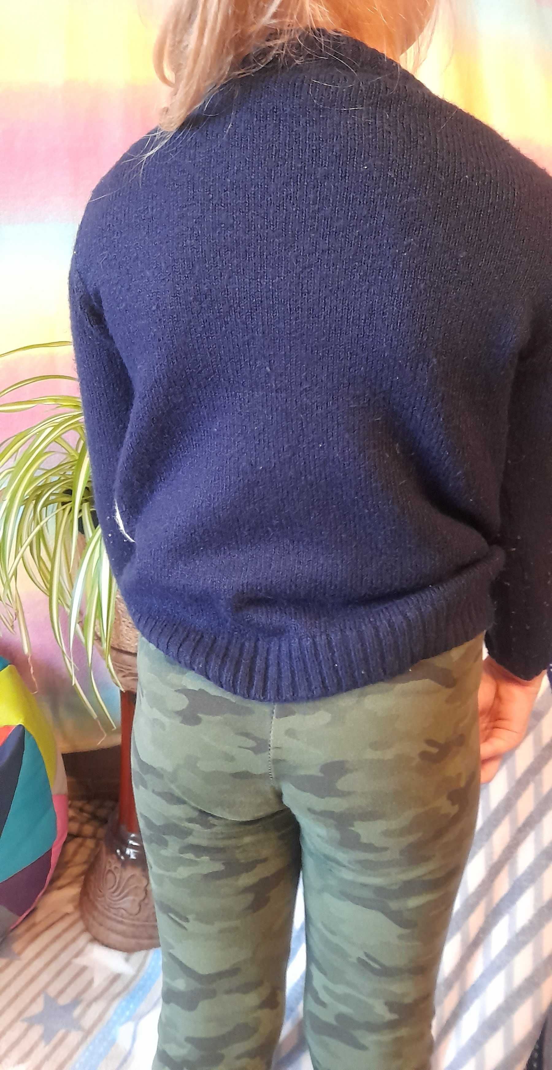 granatowy sweter sweterek jednorożec dziewczynka 110