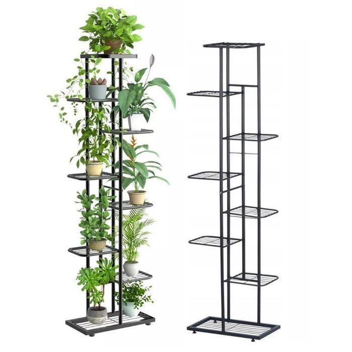 Kwietnik Metalowy Stojak na Kwiaty Rośliny Regał Stojący 141cm 8 Półek