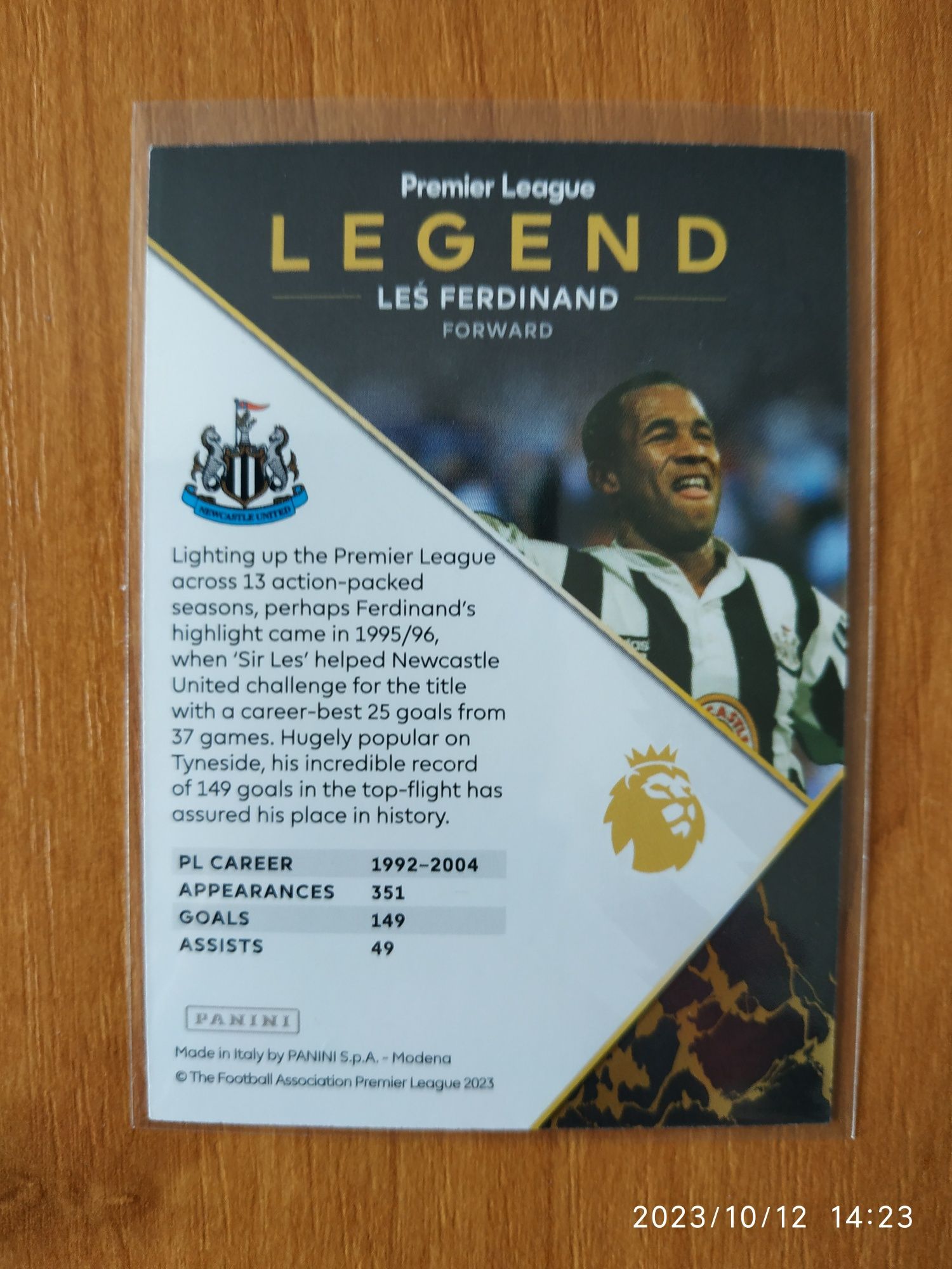 Panini Premier League 2024 - Legend Signature Les Ferdinand