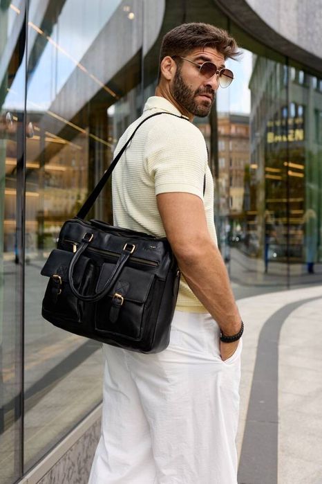 męska torba na laptopa ze skóry naturalnej - peterson