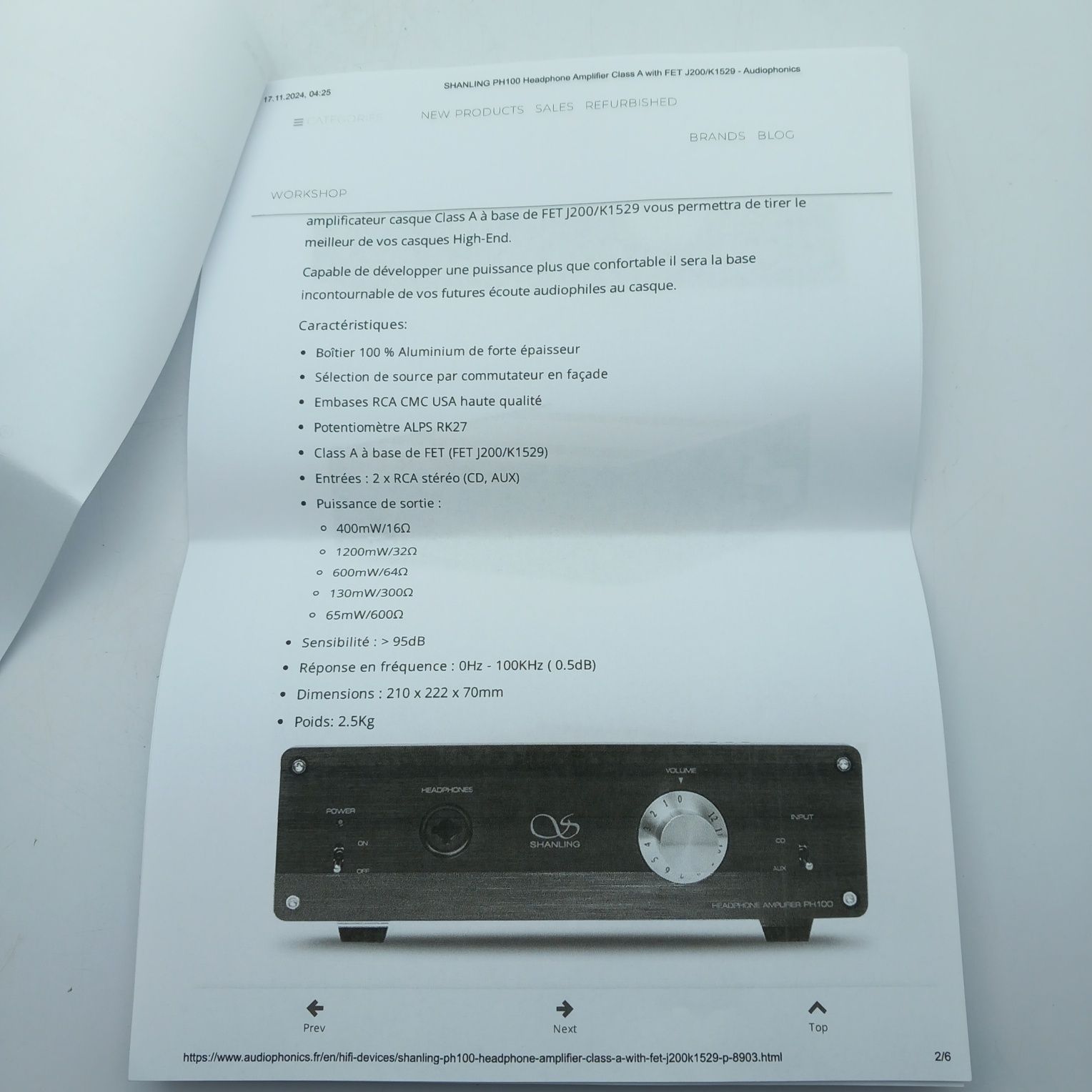 Wzmacniacz słuchawkowy Shanling PH100