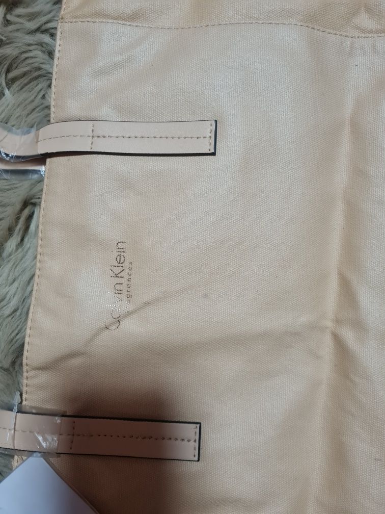 Calvin Klein shopperka torba torebka na zakupy beżowa shoperka duża