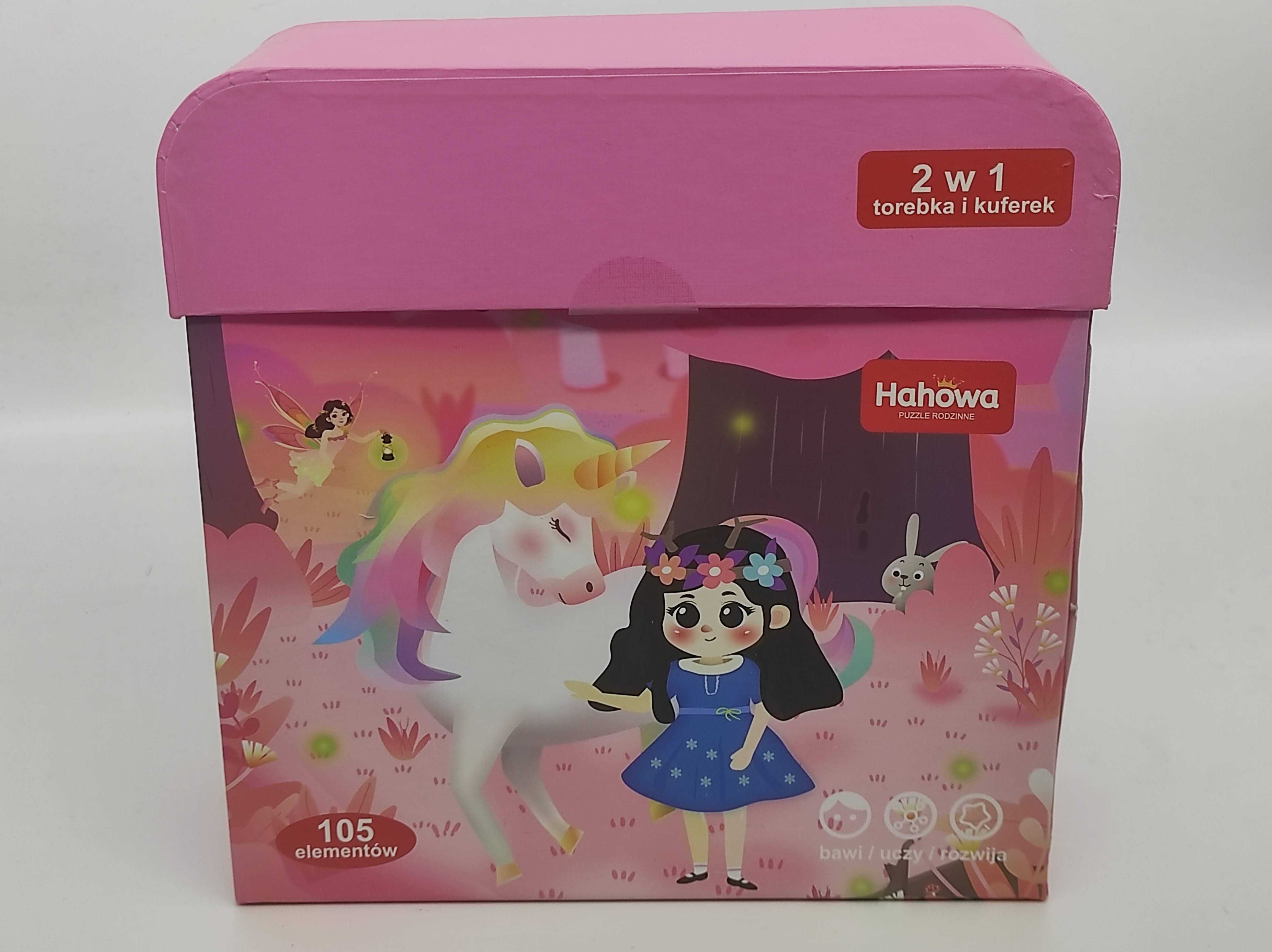 Puzzle w kuferku z paskiem magiczny jednorożec 105 elementów