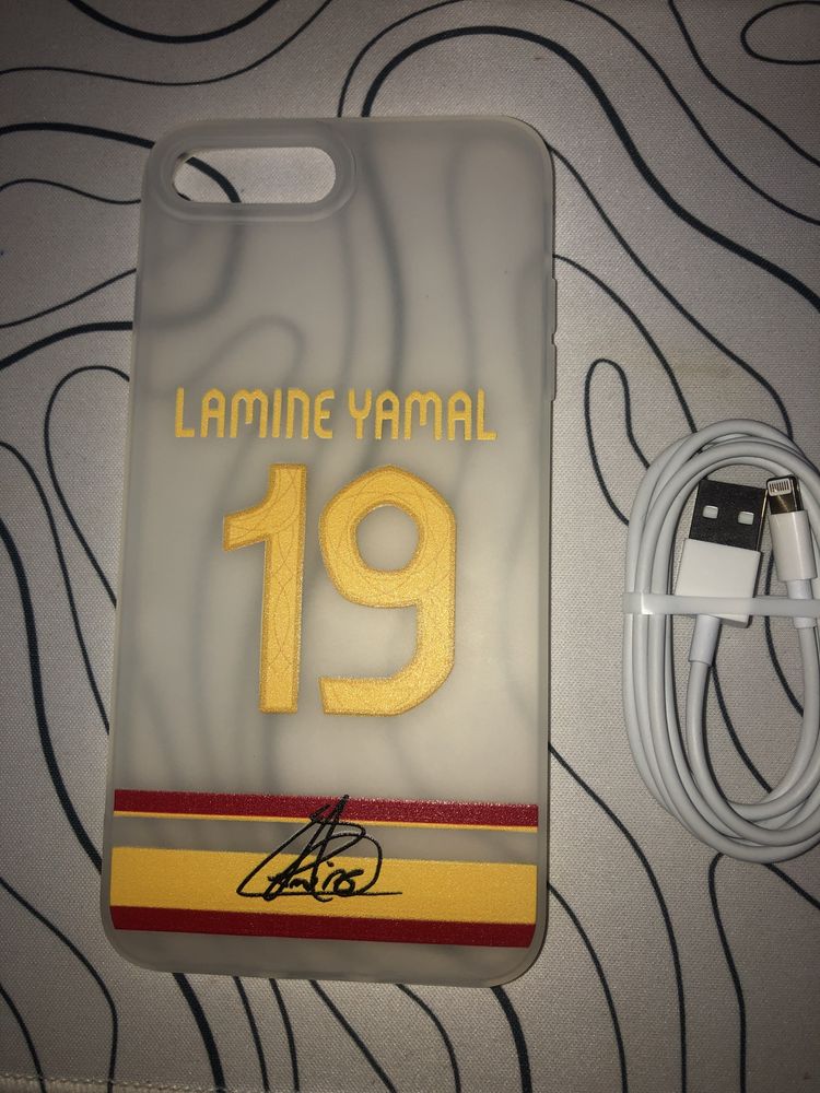 Etui Lamine Yamal iPhone 8 Plus + ładowarka + 2x szkło hartowane