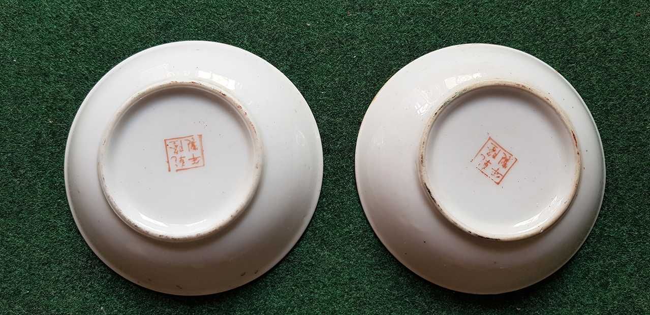 Par de taças de porcelana chinesa - cavaleiros