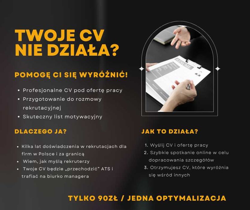 Skuteczne pisanie CV i przygotowanie do rozmowy o pracę - Tylko 90zł