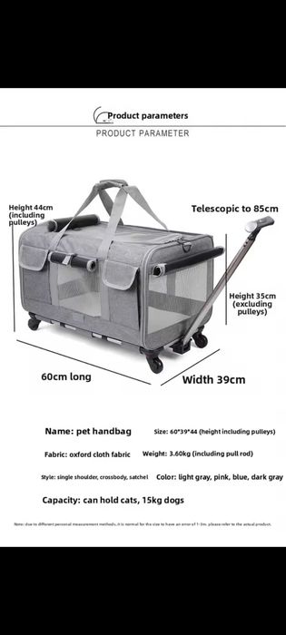 Transportador para animais de estimação com rodas para cães/gatos