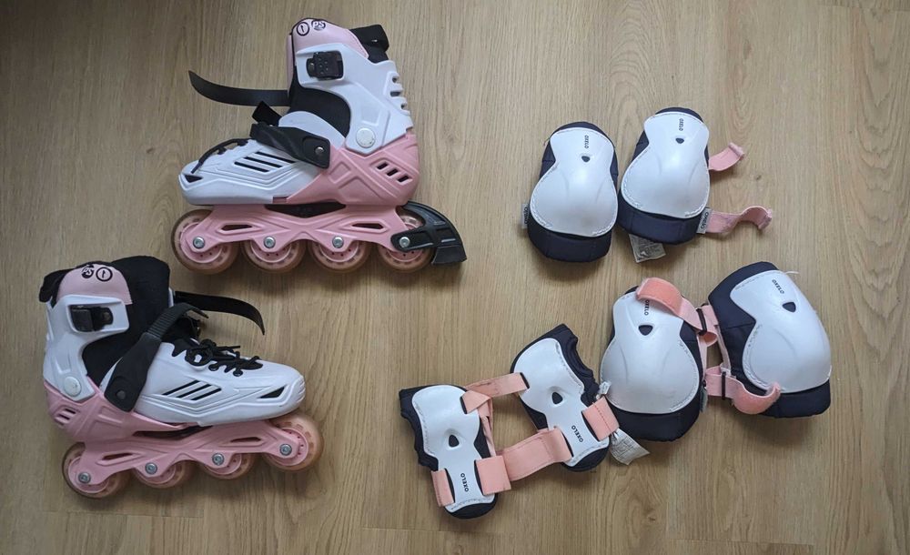 Patins em linha para criança Decathlon + proteções Oxelo