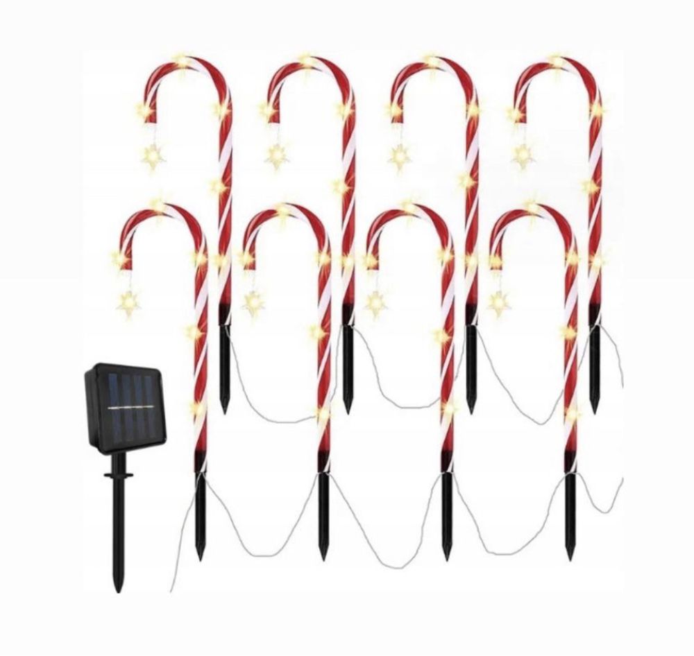 Lampki Ozdoby Oświetlenie Świąteczne Solarne Laski Zewnętrzn Led 8 Szt