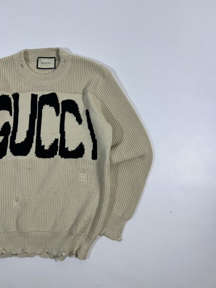 Свитер Gucci & Balenciaga Y2K opium distressed оверсайз