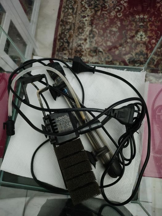 Zestaw Akwarium kostka 25cm, filtr i grzałka