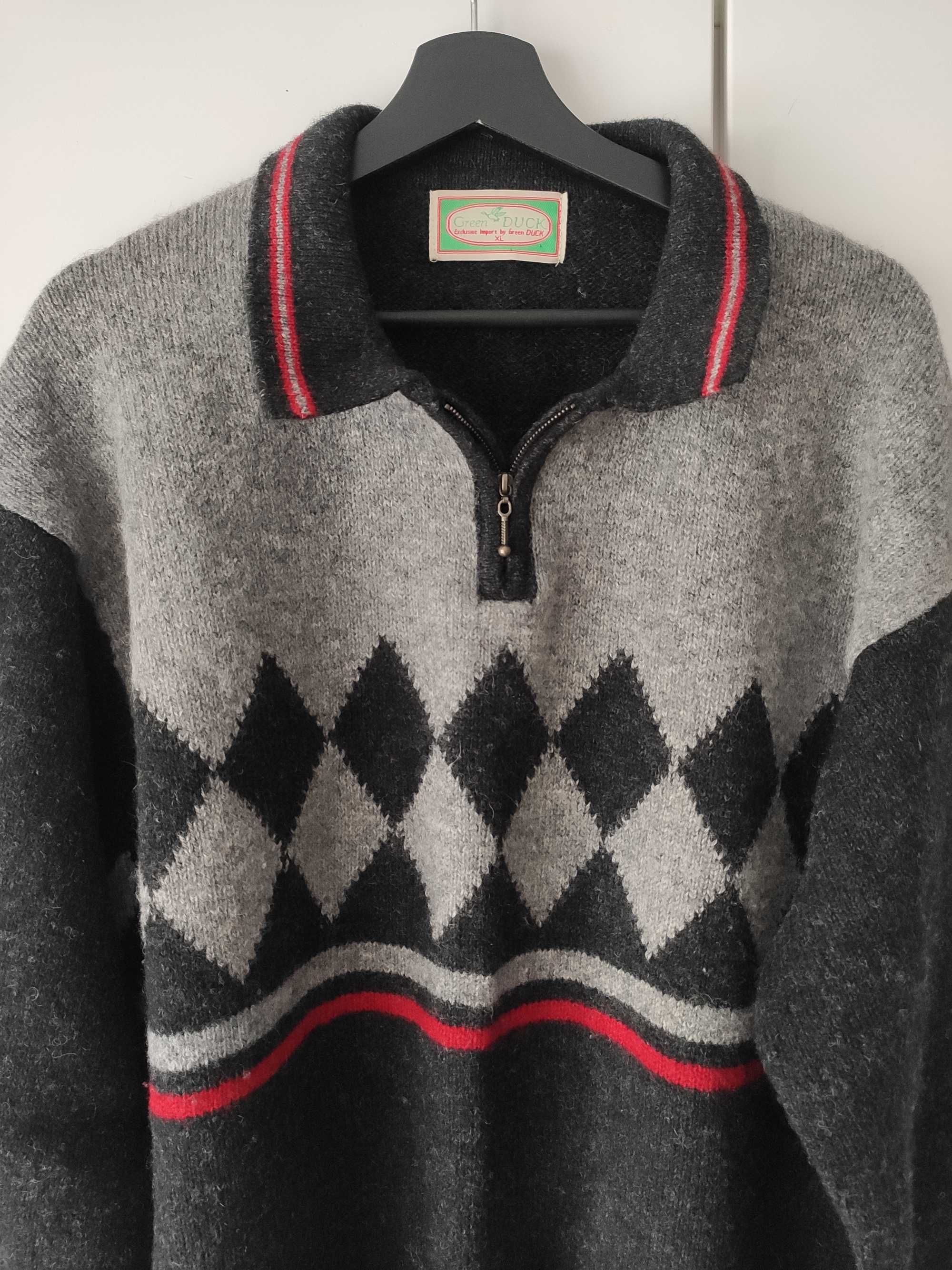 Ciemnoszary sweter męski z wełny rozmiar XL