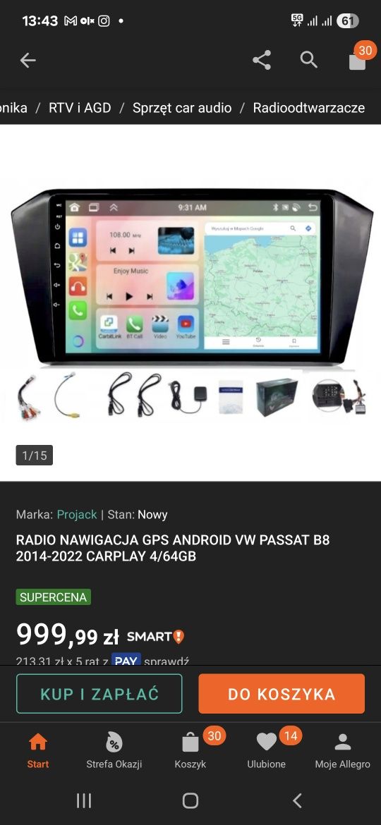 Passat B8 radio Androidem