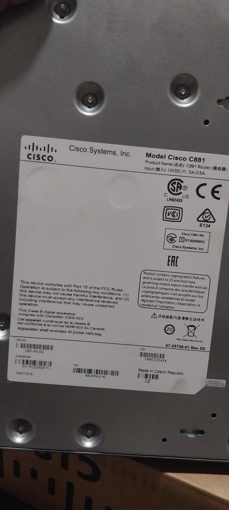 Маршрутизатор Cisco C881SRST-K9, ENet FXS - FXO Sec Router