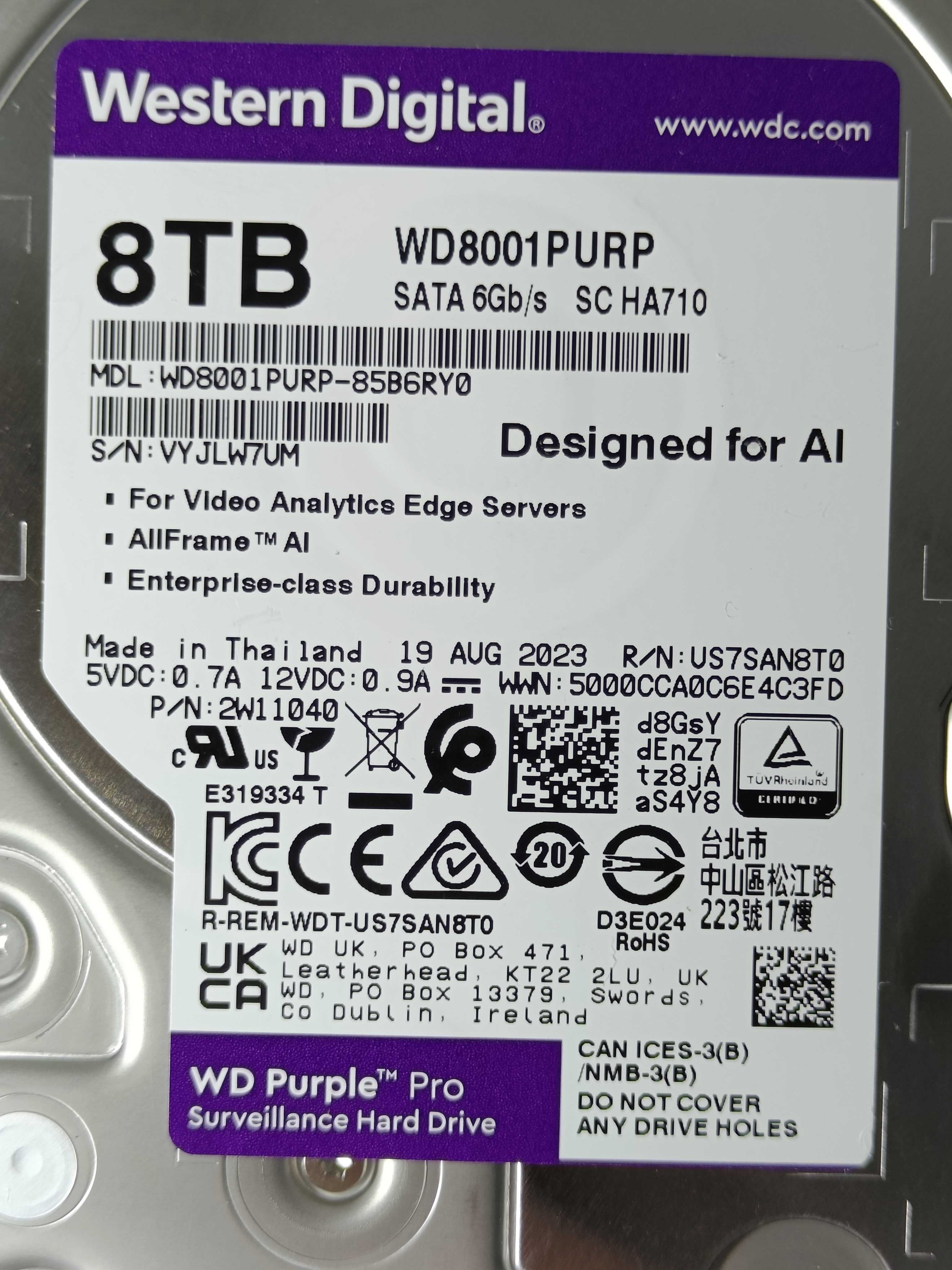 НОВІ Хард Диск HDD Hard Disk Western Digital Purple PRO 8TB WD8001PURP