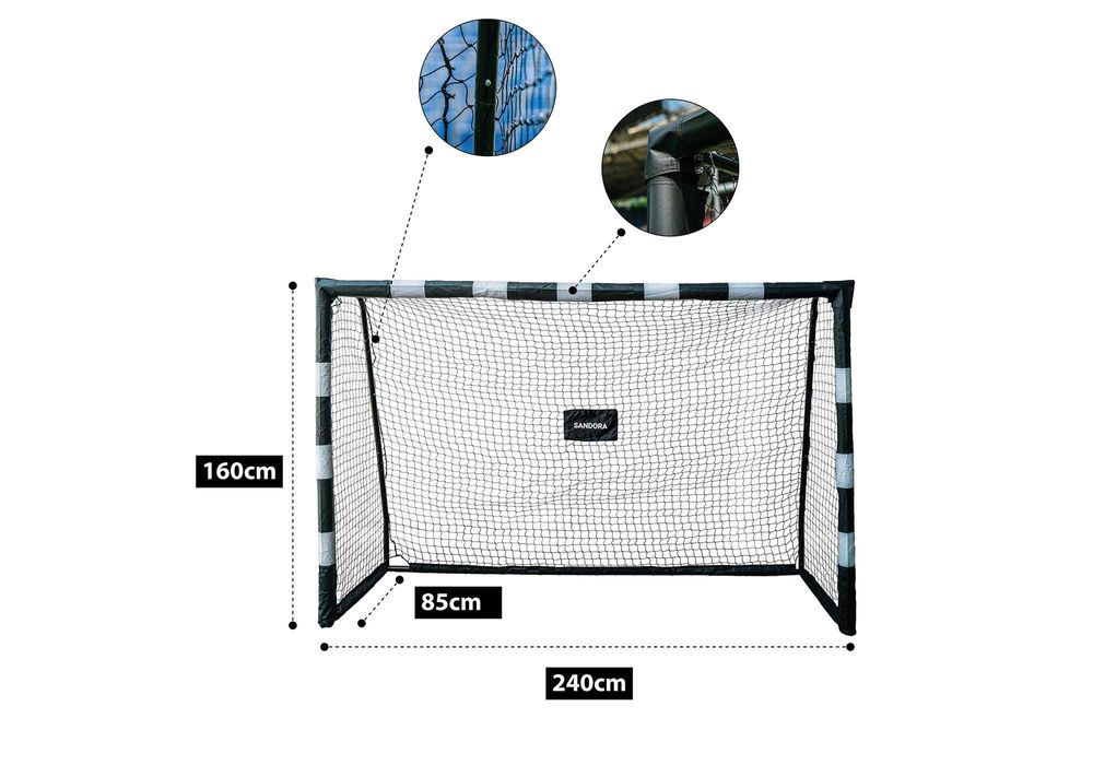 Bramka piłkarska Sandora HATTRICK L 240x160x85cm, czarno-biała
