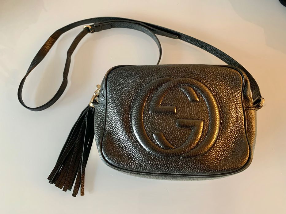 Czarna skórzana torebka na ramię Gucci