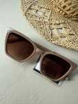 Okulary przeciwsłoneczne beżowe cat eye glamour kobiece retro vintage